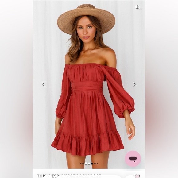Hello Molly Off-Shoulder Rust Mini Dress This is Espionage Dress Rose - Picture 5 of 13